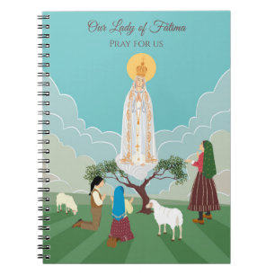Caderno Espiral Nossa Senhora de Fátima e os três pastores