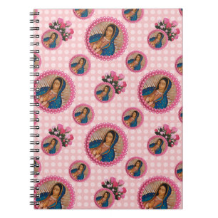 Caderno Espiral Nossa Senhora de Guadalupe Rosas Rosa