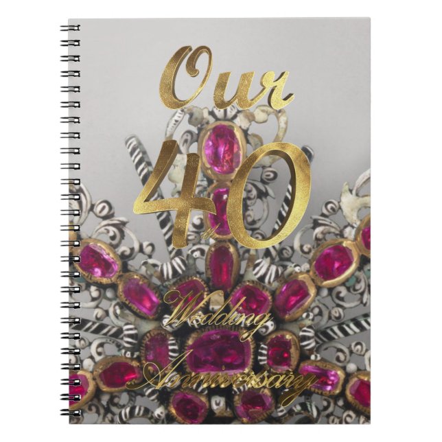Caderno Espiral Nosso 40º Casamento Aniversário Casamento Ruby (Frente)