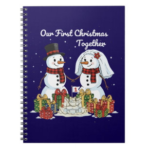 Caderno Espiral Nosso Primeiro Natal Juntos Boneco de Neve Recém
