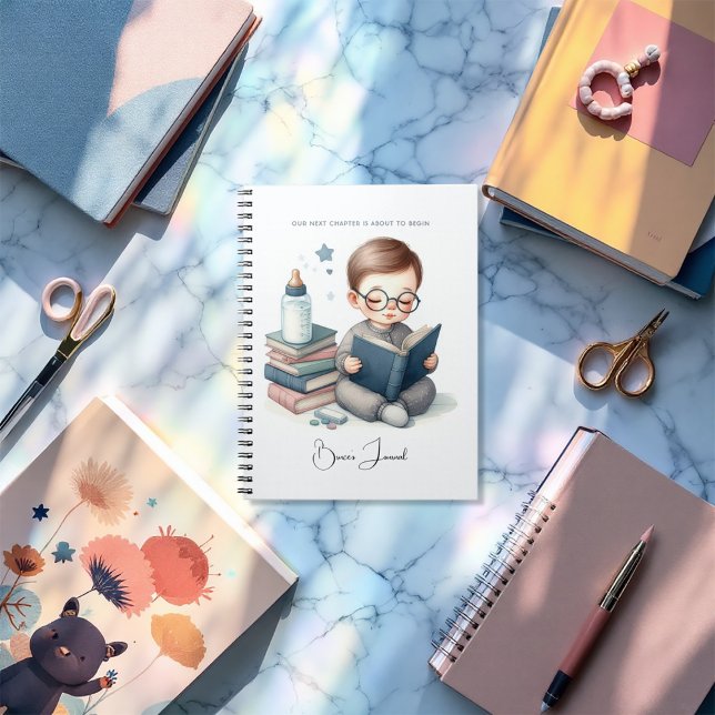 Caderno Espiral Nosso Próximo Chá de fraldas De Livro Do Capítulo (Our Next Chapter Book-Themed Baby Shower Notebook)