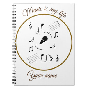Caderno Espiral Nota de música e personalizar texto
