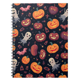 Caderno Espiral Nota de Padrões do Halloween