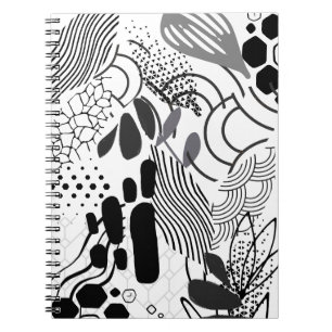 Caderno Espiral Nota gráfica abstrata em preto e branco e gradient