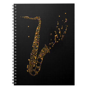 Caderno Espiral Nota Musical Saxofônica Instrumento Saxofonista