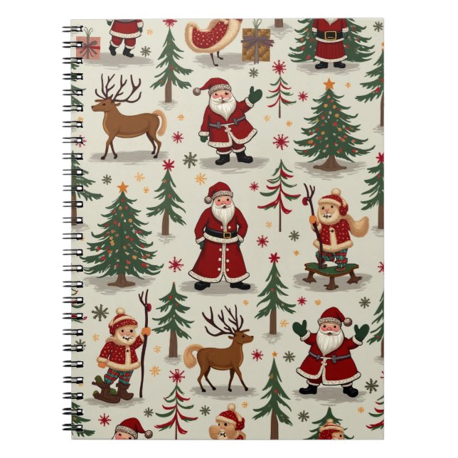 Caderno Espiral Nota sobre papais noeis de Natal (Frente)