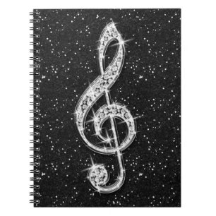 Caderno Espiral Nota Sparkly chamativo impressa da música do