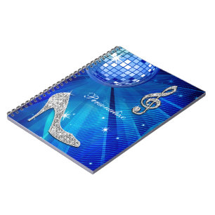 Caderno Espiral Nota Sparkly da música & salto de estilete