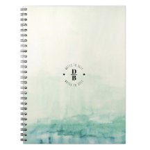 Notas azuis do monograma de Ombre da aguarela ao