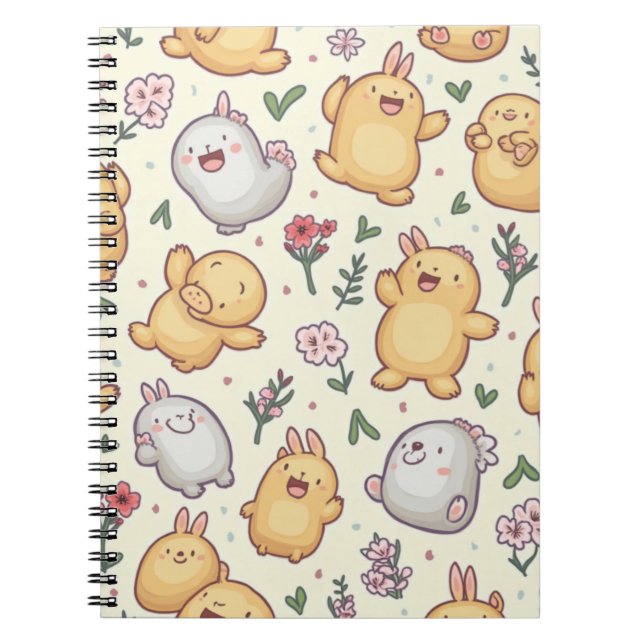 Caderno Espiral notas bonitinhas de animais (Frente)