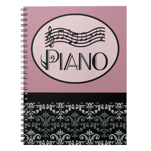 Caderno Espiral Notas da prática da lição de piano (Frente)