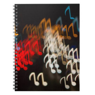 Caderno Espiral Notas de abstrato musical: luzes de fundo