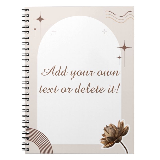 Caderno Espiral Notas de Boho Minimalistas Brown Personalizáveis (Frente)