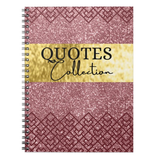 Caderno Espiral notas de coleção de aspas brilhantes cor-de-rosa (Frente)