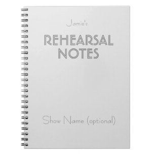 Caderno Espiral Notas de ensaio pessoais - texto cinza/carvão -