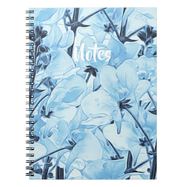 Caderno Espiral "Notas" de Flor Azul Claro (Frente)