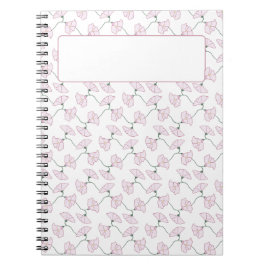 Caderno Espiral Notas de Flores de Videiras Florais Rosa