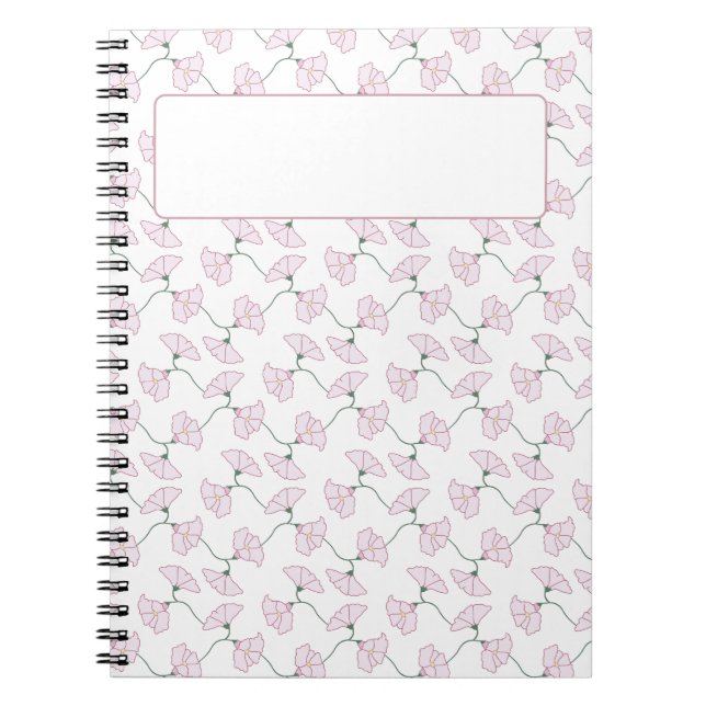 Caderno Espiral Notas de Flores de Videiras Florais Rosa (Frente)