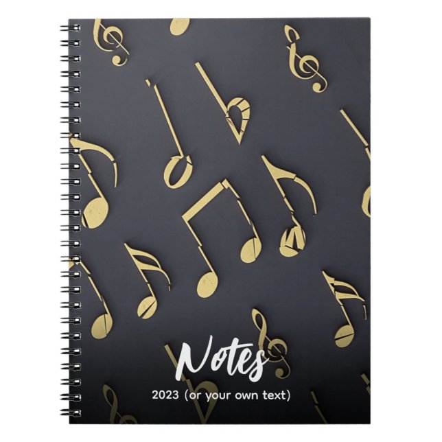 Caderno Espiral Notas de Música Moderna Dourada Black Music Lover  (Frente)
