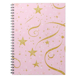 Caderno Espiral Notas de Sonho - Notebook Estrela Rosa e Dourado