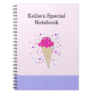 Caderno Espiral Notas de Sorvete de Confete Rosa