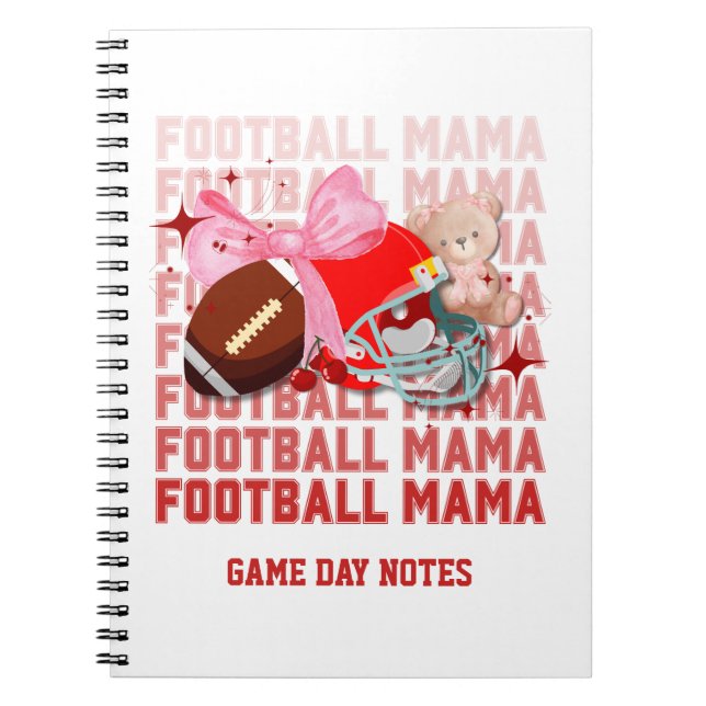 Caderno Espiral Notas do Dia de Jogo da Mãe do FUTEBOL (Frente)