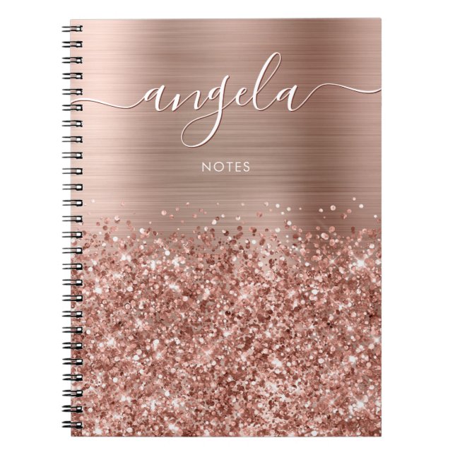 Caderno Espiral Notas do Glam Dourado do Rosa da literia (Frente)