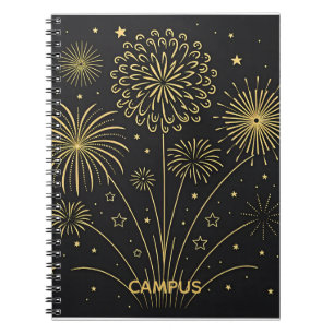 Caderno Espiral Notas do Midnight Dourado Fireworks Premium