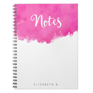 Caderno Espiral "Notas" do Splatter Pintor de Aquarela Rosa