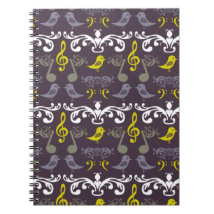 Caderno Espiral Notas e pássaros da música