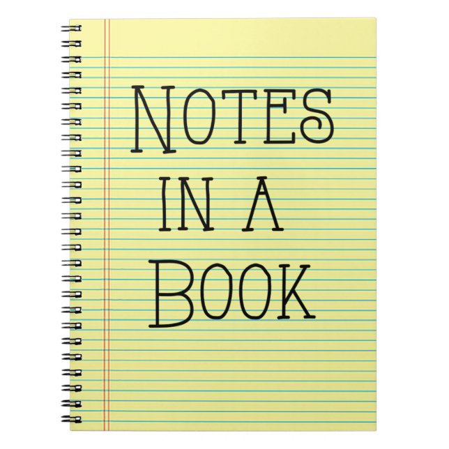 Caderno Espiral Notas em um livro, painel legal amarelo, notebook  (Frente)