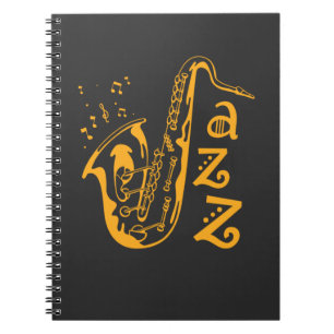 Caderno Espiral Notas Musicais do Jogador Saxofone Jazz Lover