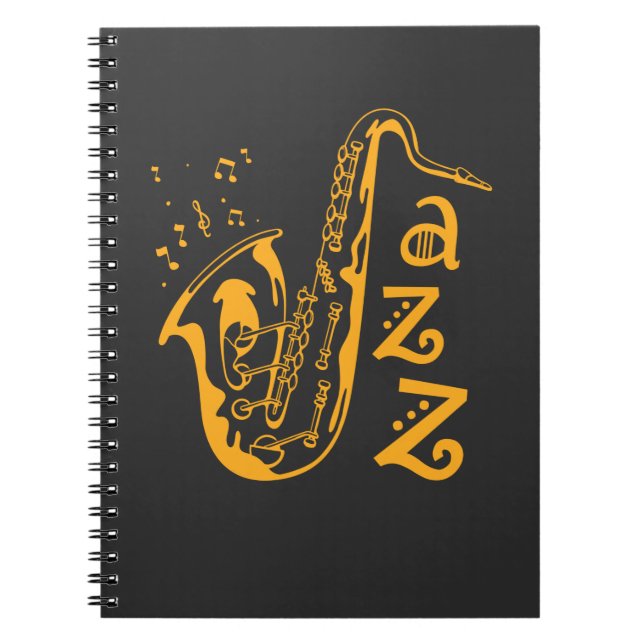 Caderno Espiral Notas Musicais do Jogador Saxofone Jazz Lover (Frente)