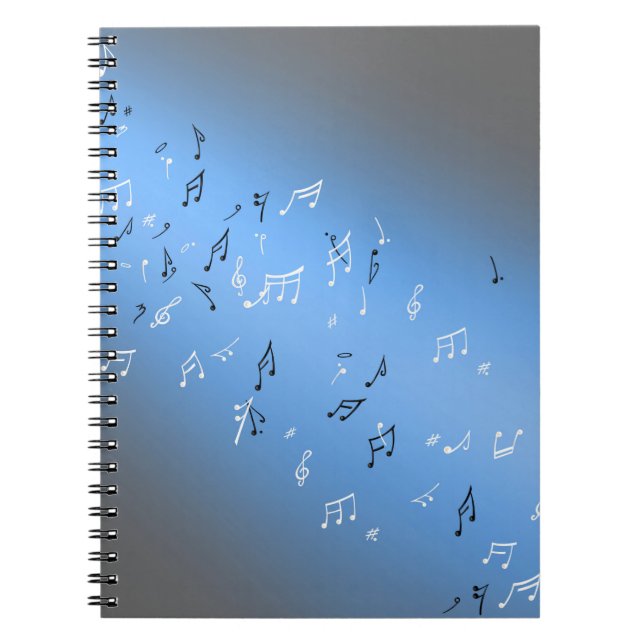Caderno Espiral Notas Musicais no Azul-Lua (Frente)