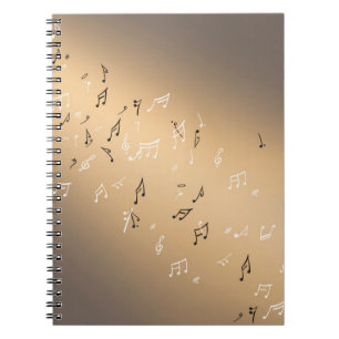 Caderno Espiral Notas Musicais no Ouro da Lua