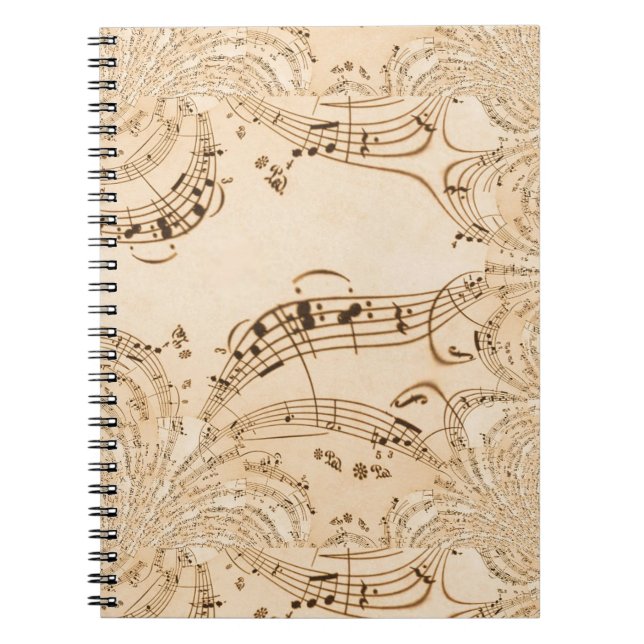 Caderno Espiral Notas Musicais Rústicas Antigas (Frente)