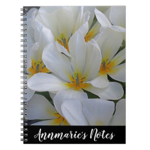 Caderno Espiral Notas pessoais das flores brancas e amarelas