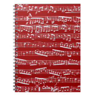 Caderno Espiral Notas vermelhas da música