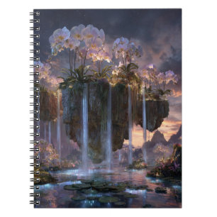 Caderno Espiral Noteb de Arte da Orquídea da Ilha Flutuante Fantas
