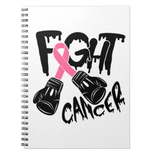 Caderno Espiral Noteboo de Cancer para a Mama do Guerreiro de Fita
