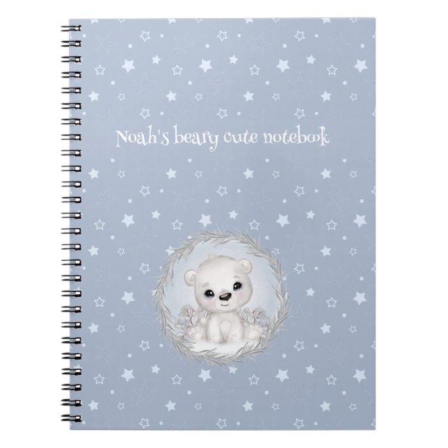 Caderno Espiral Noteboo de inverno Personalizado por Urso Polar Bo (Frente)