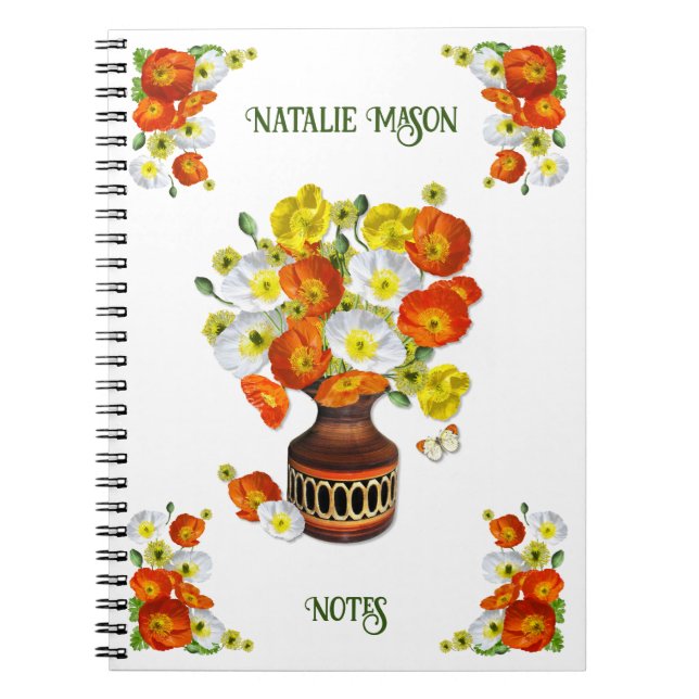 Caderno Espiral Noteboo de Texto Personalizado Laranja e Branco bo (Frente)