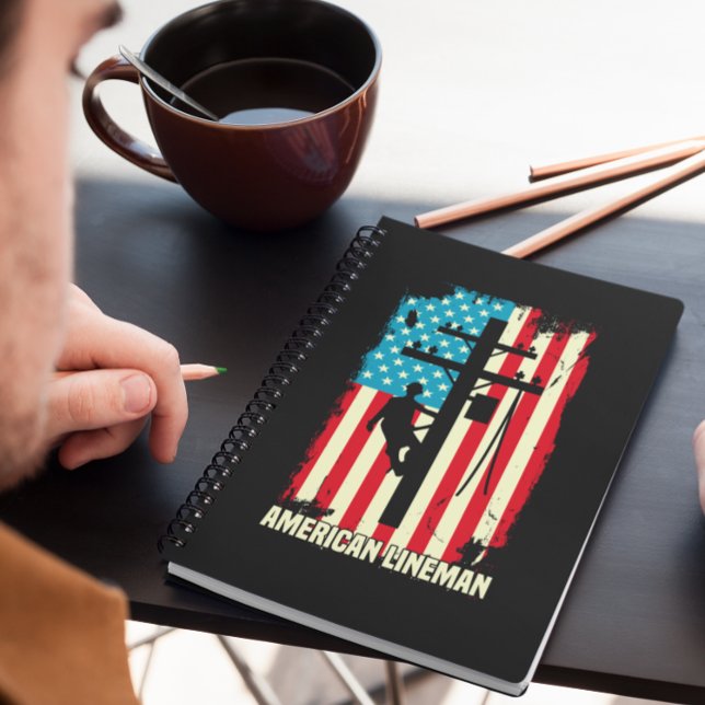 Caderno Espiral Notebook a cabo elétrico da American Lineman Flag (american lineman notebook)