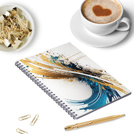 Caderno Espiral Notebook abstrato Azul e Dourado Espiral - Des Din