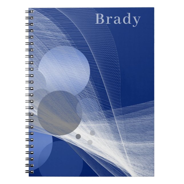 Caderno Espiral Notebook abstrato Blue Swirl and Circles (Frente)