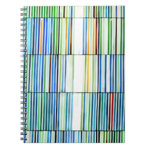 Caderno Espiral Notebook Abstrato com risca azul colorido