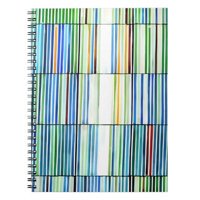 Caderno Espiral Notebook Abstrato com risca azul colorido (Frente)