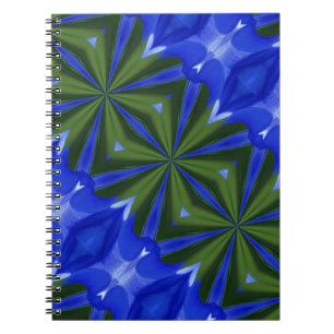 Caderno Espiral Notebook Abstrato de Formas Azul e Verde