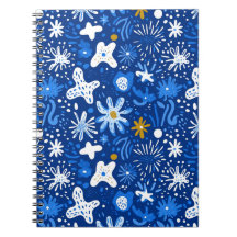 Notebook Abstrato Floral Star com Conexão Espiral