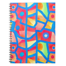 Caderno Espiral Notebook abstrato geométrico colorido artístico